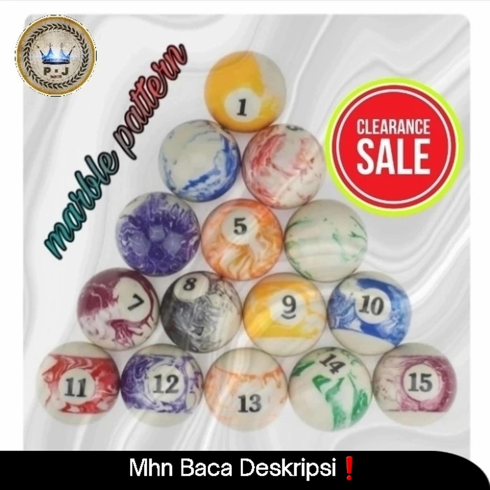 Set Bola Billiard | Stylish | Marble Pattern | Meja 7 Ft Coin